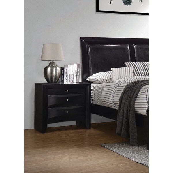 Wood Nightstand with 2 Drawers in Black - - 34981479