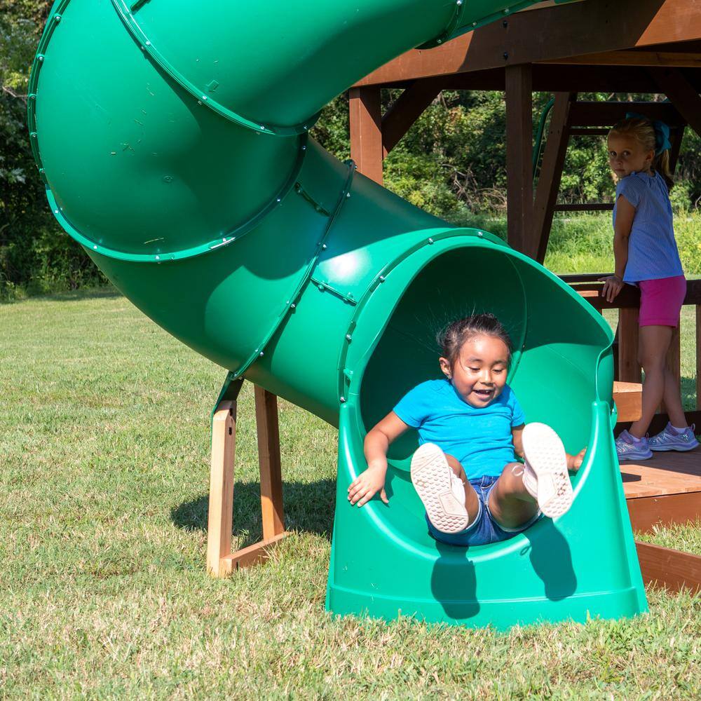 Backyard Discovery Skyfort All Cedar Wooden Swing Set with Tube Slide 2001015COM