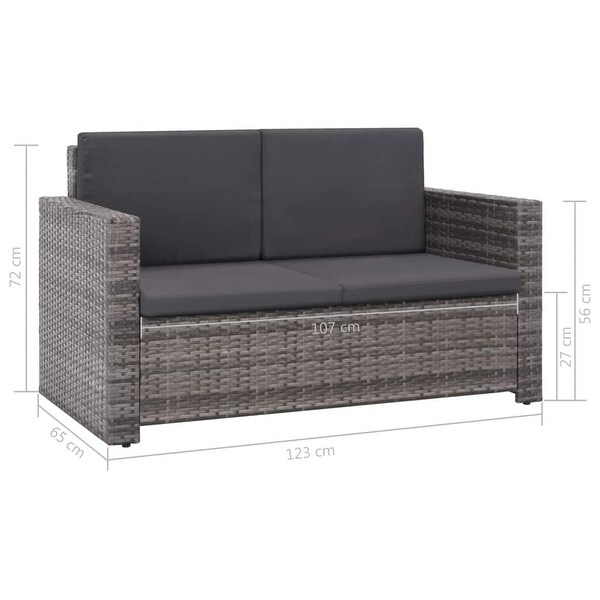 2 Piece Garden Lounge Set with Cushions Poly Rattan Gray - Overstock - 35108056