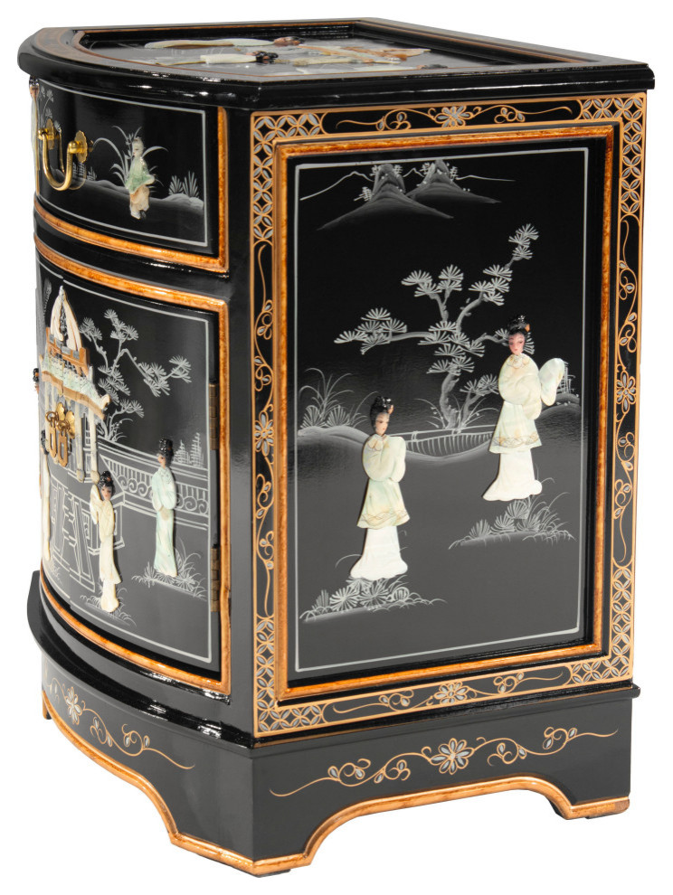 Black Lacquer Nightstand Royal Ladies   Asian   Side Tables And End Tables   by Oriental Furniture  Houzz