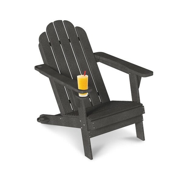 Casainc Traditional Curveback Plastic Patio Adirondack Chair with Cup Holder and umbrella holder Outdoor