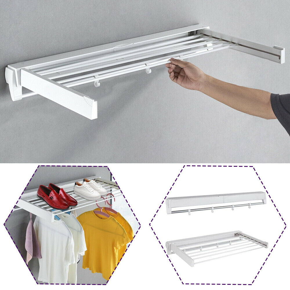 Flkoendmall Wall Mounted Foldable Clothes Drying Rack For Laundry Room Bathrooms Balcony