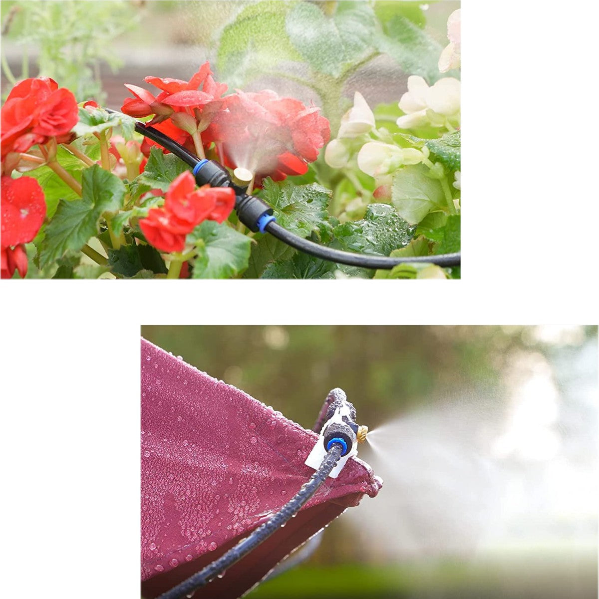 33FT Outdoor Patio Irrigation System Water Mister Mist Nozzles Misting Cooling System Fan Cooler