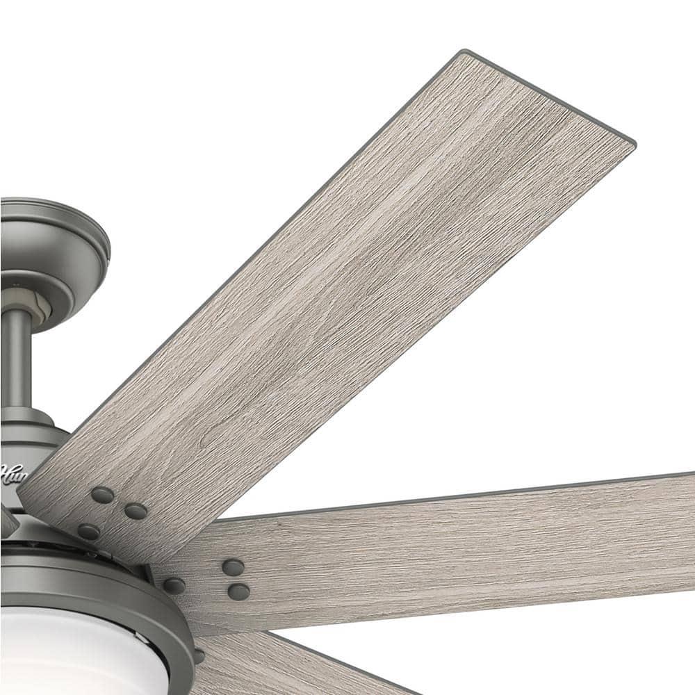 Hunter Whittington 60 in LED Indoor Matte Silver Ceiling Fan with Light and Remote