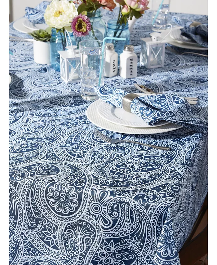 Design Imports Paisley Print Outdoor Tablecloth 60 Round