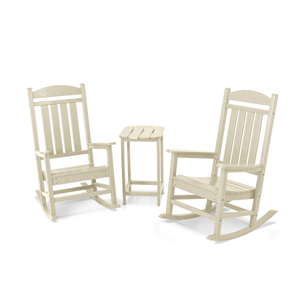 POLYWOOD Presidential 3 piece Outdoor Rocking Chair Set with Table