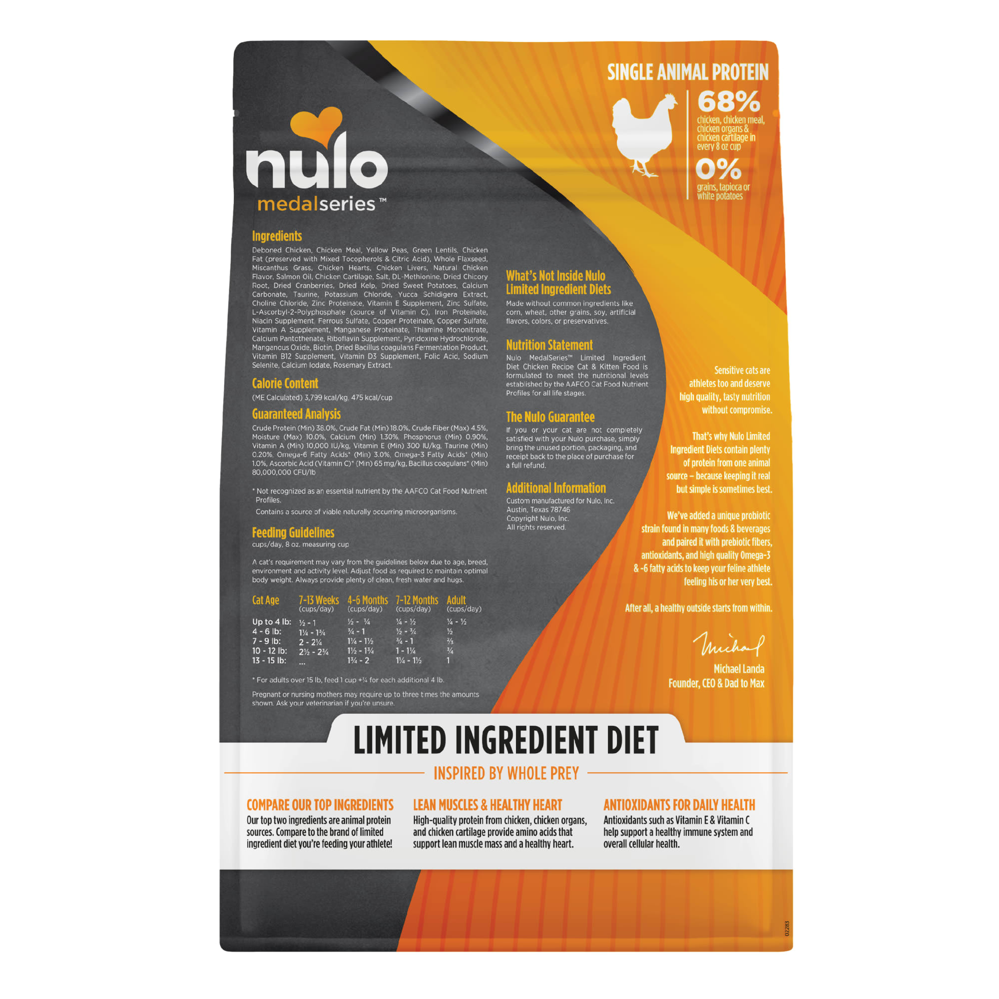 Nulo MedalSeries Grain-Free Chicken Dry Cat  Kitten Food， 11 lbs.