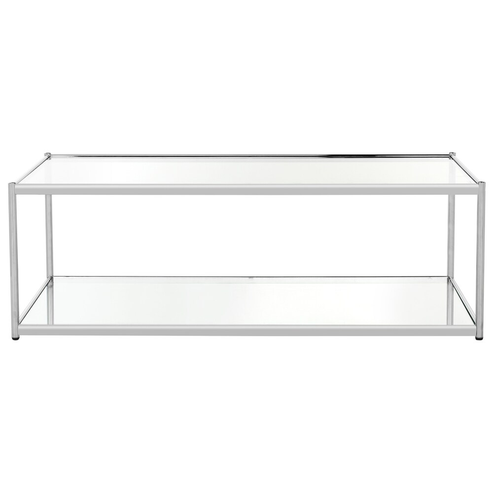 SAFAVIEH Zola Glass Chrome Coffee Table   51.2\