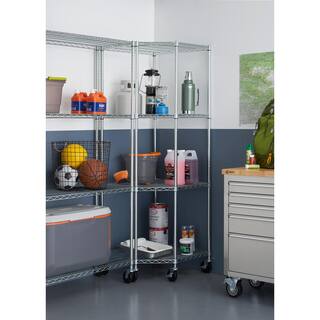 TRINITY Chrome 4-Tier Rolling Corner Steel Wire Shelving Unit (123 in. W x 77 in. H x 18 in. D) TBFZ-0905209