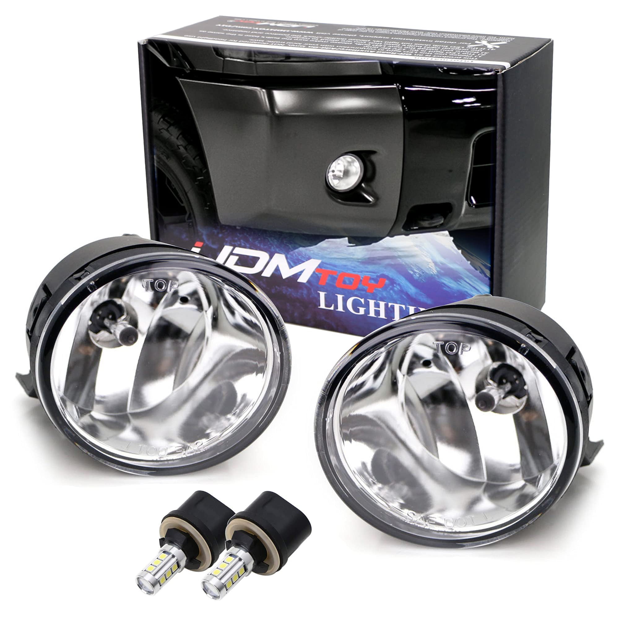 iJDMTOY OEM-Spec Xenon White LED Bulb Fog Light Assemblies Kit， Compatible With 2004-2014 Nissan Titan， 2005-2007 Nissan Armada