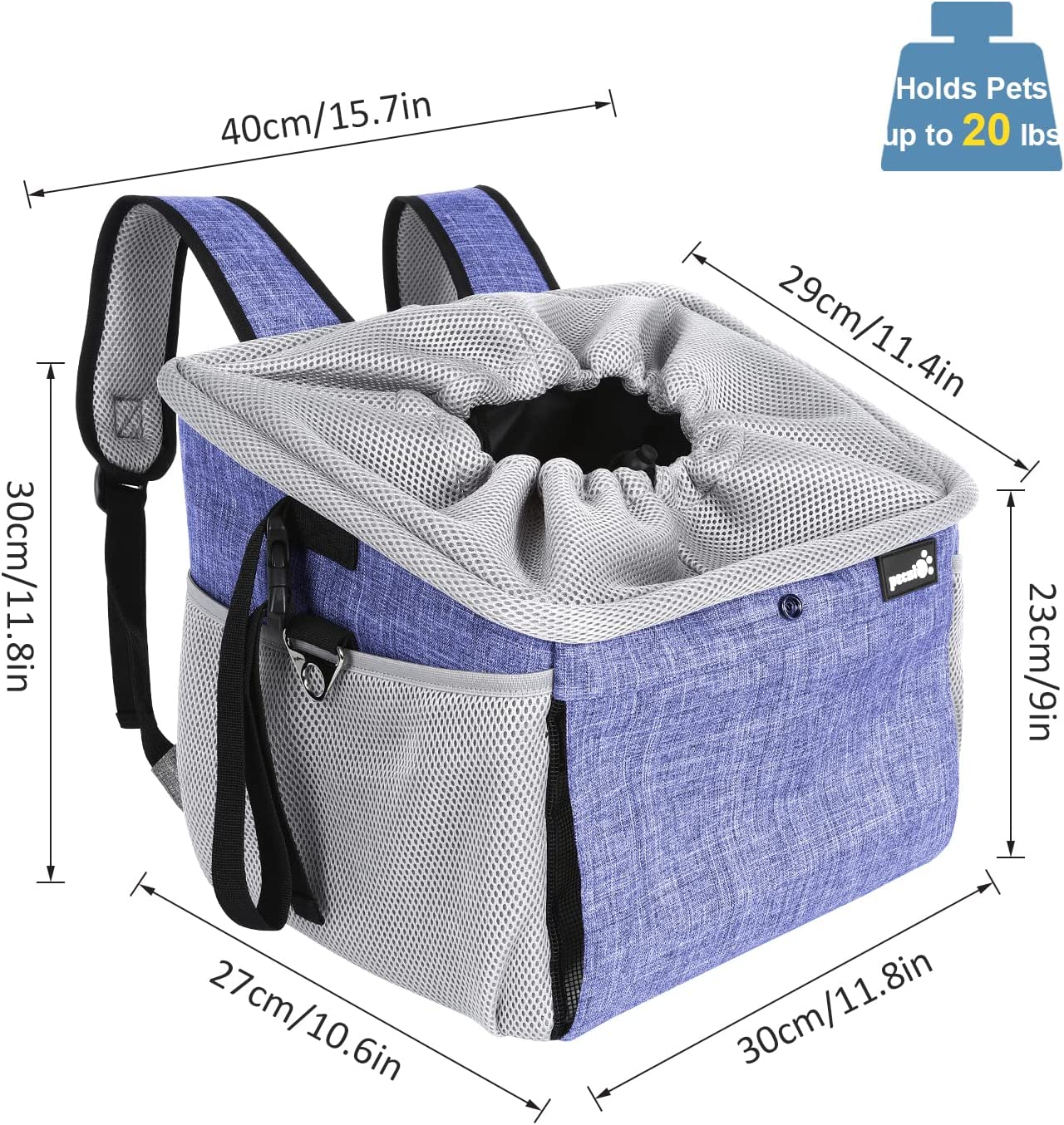 Pecute Bike Basket for Cat Dog， Bicycle Front Basket Pet Carrier Backpack，11x10x9in， Blue