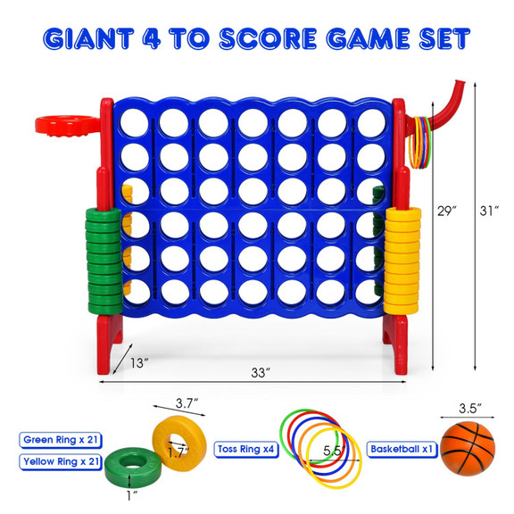 Costway 72389164 2.5Ft 4 to Score Giant Game Set B...