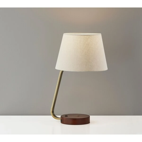 AdessoCharge Brass or Brushed Steel Louie Table Lamp