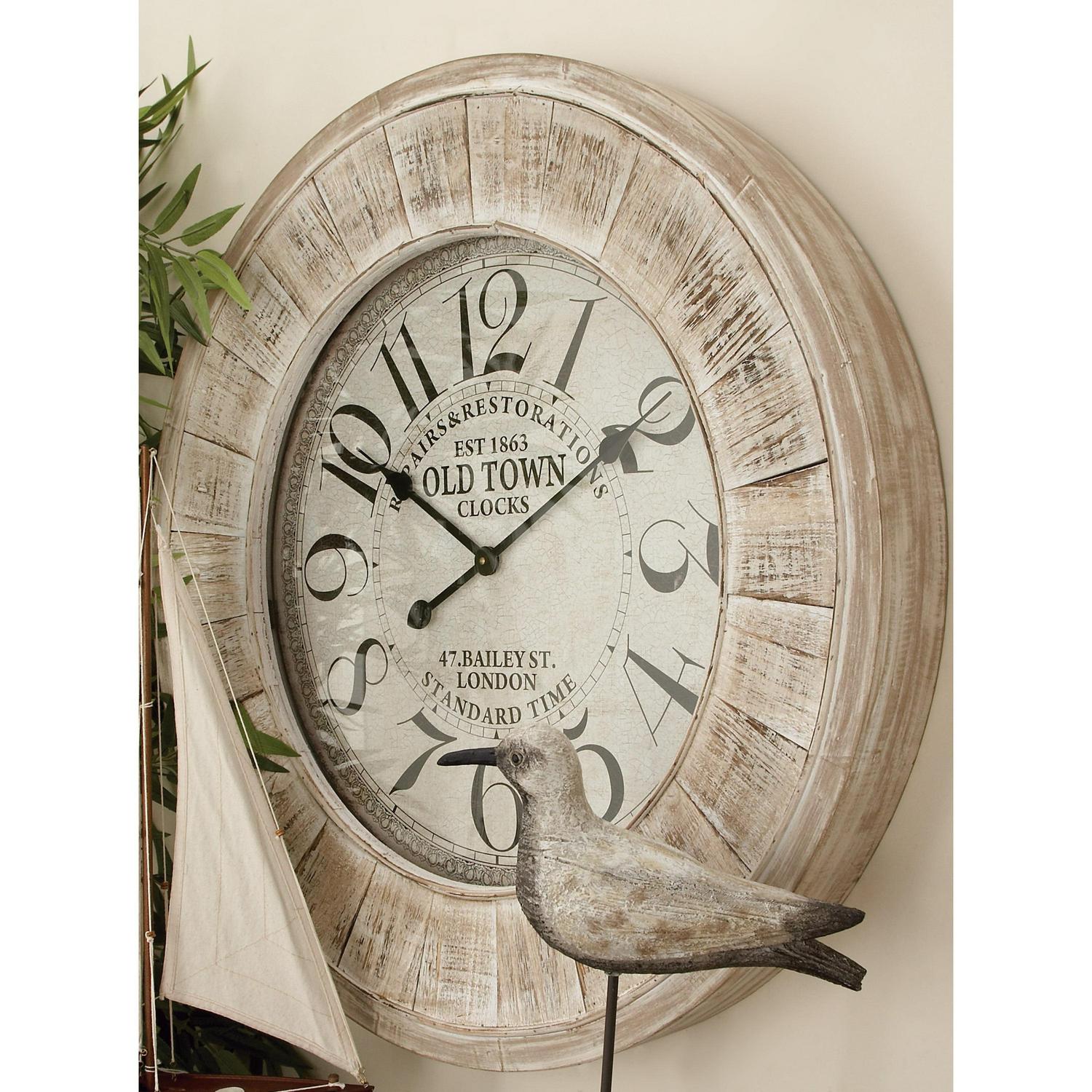 DecMode 31 x 31 In. Brown Wood Vintage Wall Clock