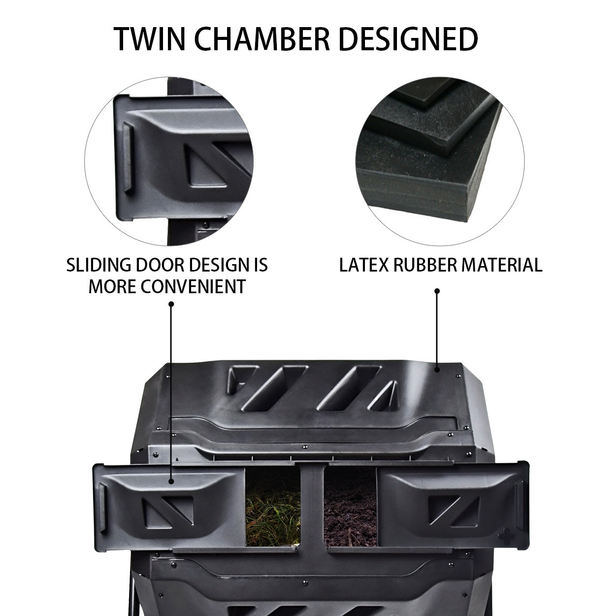 KoolScapes 42 Gallon Rotary 2-Chamber Tumbling Composter