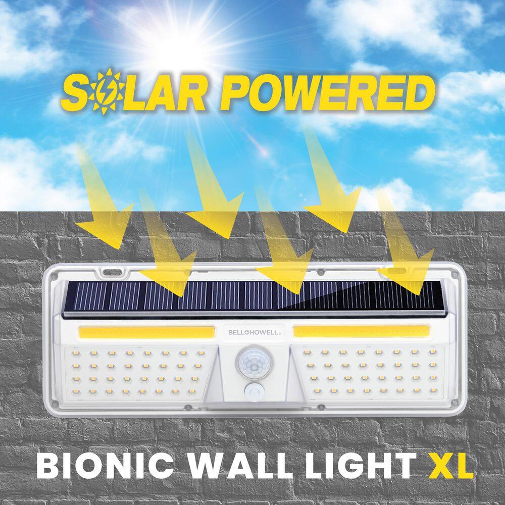 Bell + Howell 1-Watt Equivalent 1000 Lumens 64 Integrated LED Bright White Motion Sensor 2 Modes XL Solar Bionic Light Wall Pack Light 8575