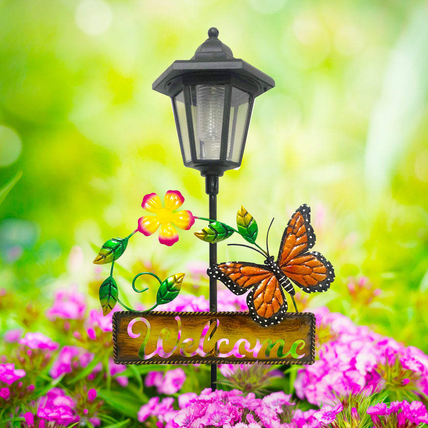 Crosslight Monarch Butterfly Welcome Sign Stake Light - Yard， Lawn， Patio， Pathway， Backyard