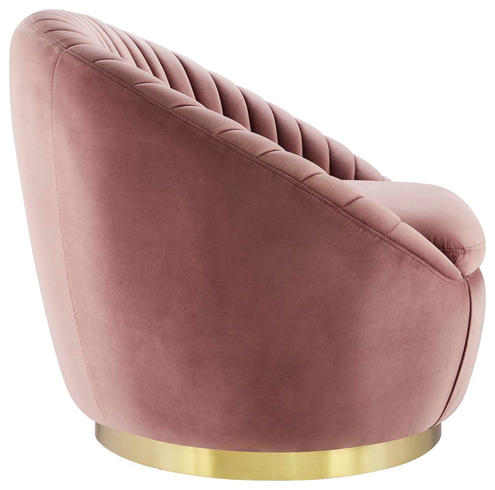 Whirr Tufted Performance Velvet Performance Velvet Swivel Chair  Gold Dusty Rose   Contemporary   Armchairs And Accent Chairs   by Homesquare  Houzz