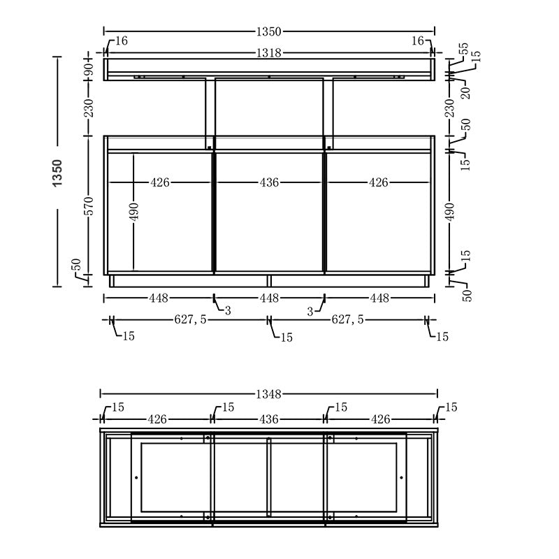 TRIBECA Credenza Cabinet 135cm - Warm Oak with Black