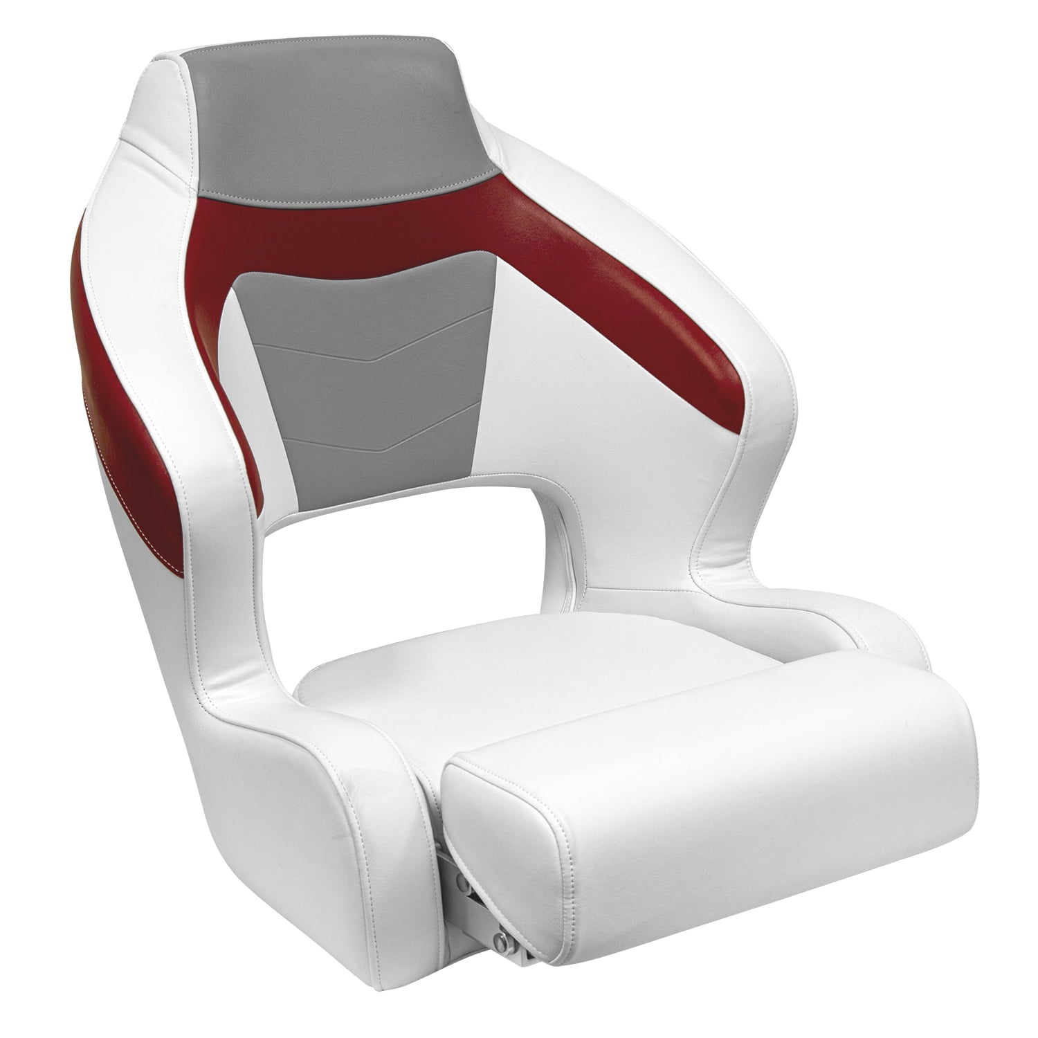 Wise 3338-1774 Baja Extra Large Bucket Seat with Flip-Up Bolster， Brite White / Marble Grey / Dark Red