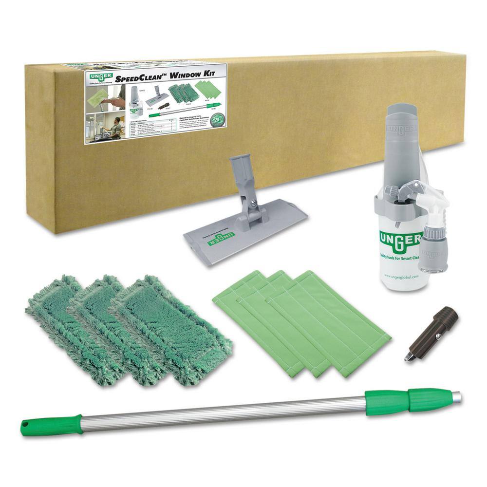 Unger 72 in. Aluminum Squeegee Extension Pole Indoor Window Cleaning Kit with 8 in. Pad Holder UNGCK053