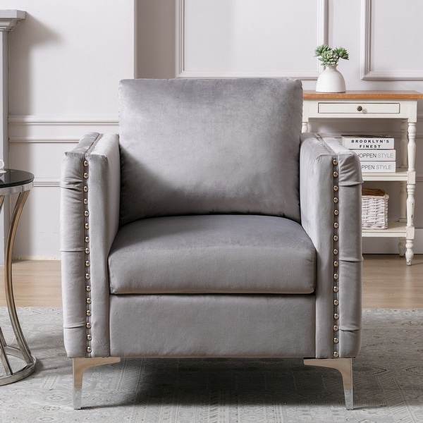 Tufted Button Accent Chair with Steel Legs