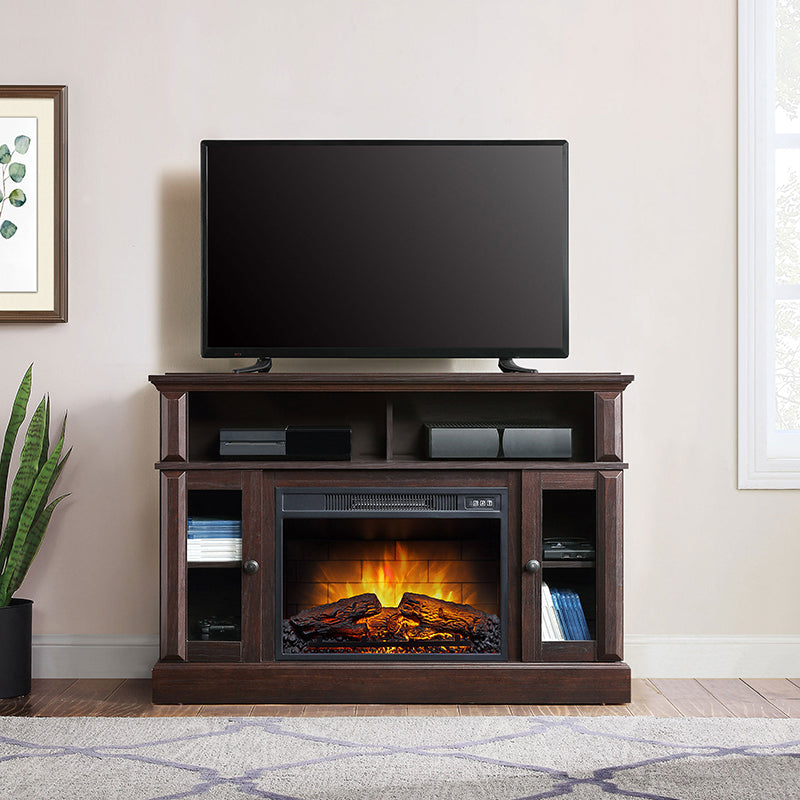 Whalen Barston Media Fireplace Console for TV's up to 55' , Cherry Brown