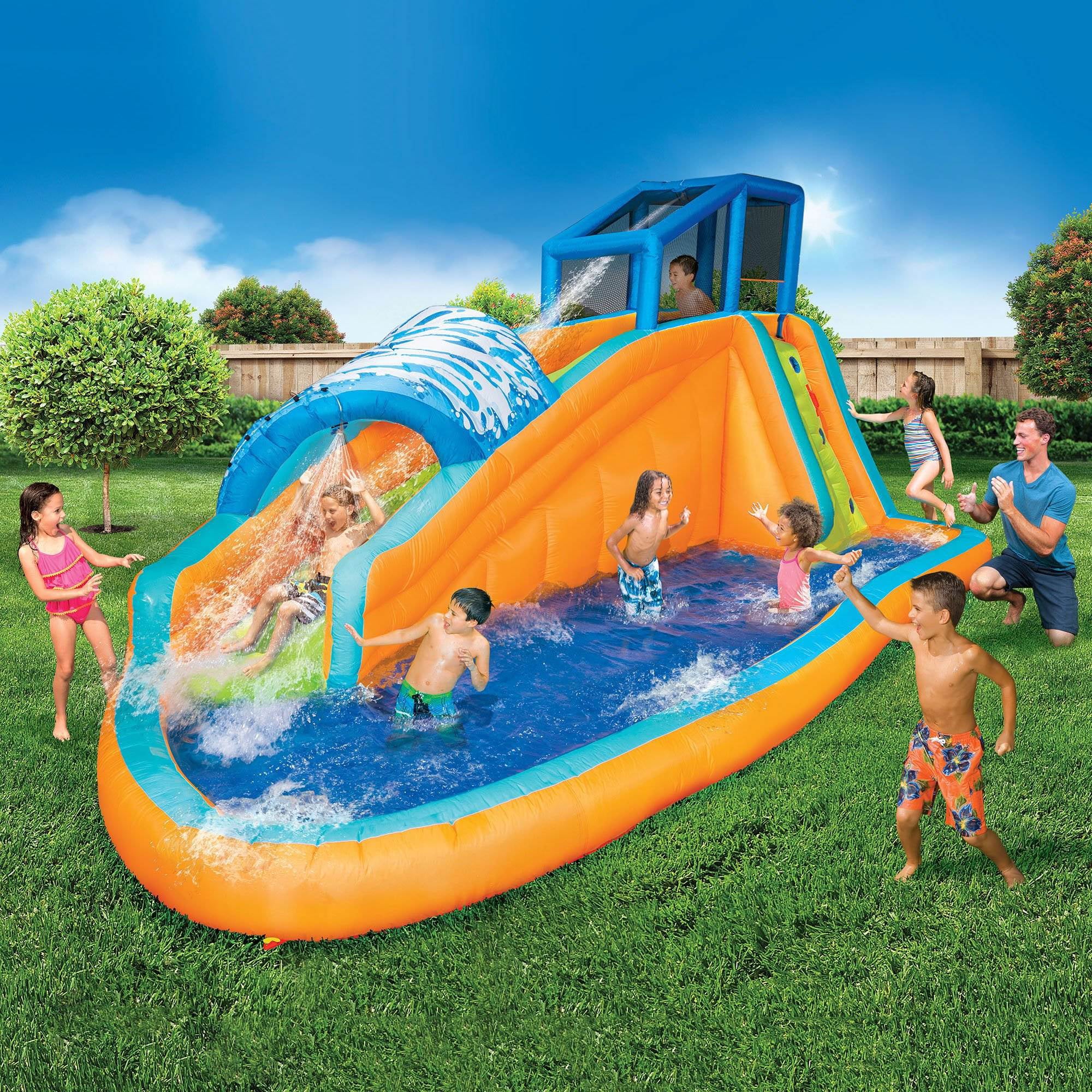 Banzai Surf Rider Kids Inflatable Outdoor Aqua Lagoon Water Slide Splash Park