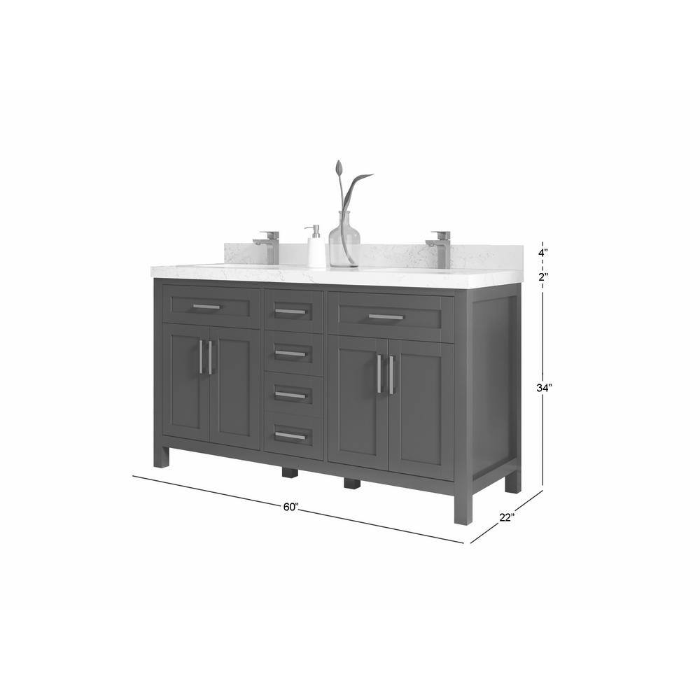 Willow Collections Cambridge 60 in. W x 22 in. D x 36 in. H Double Sink Bath Vanity in Pewter Green with 2 in. Calacatta Nuvo Top CAM_PGN_CA_NV_60D