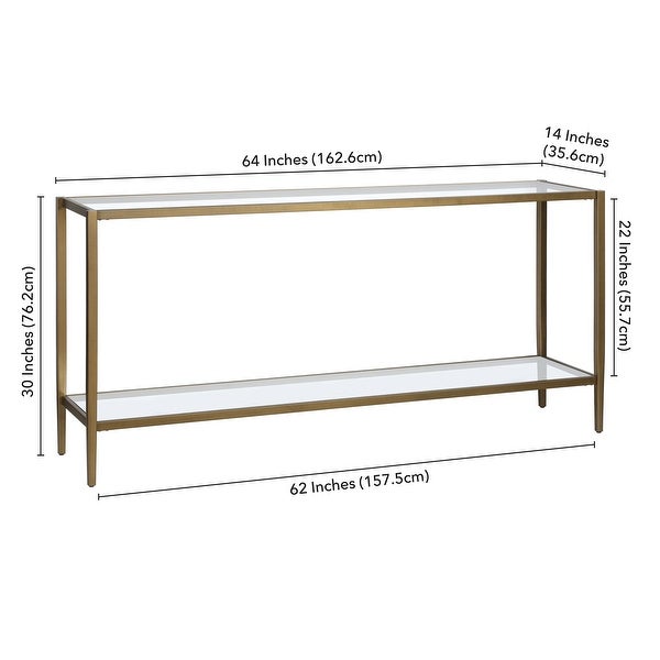 Hera 64'' Wide Rectangular Console Table with Glass Shelf