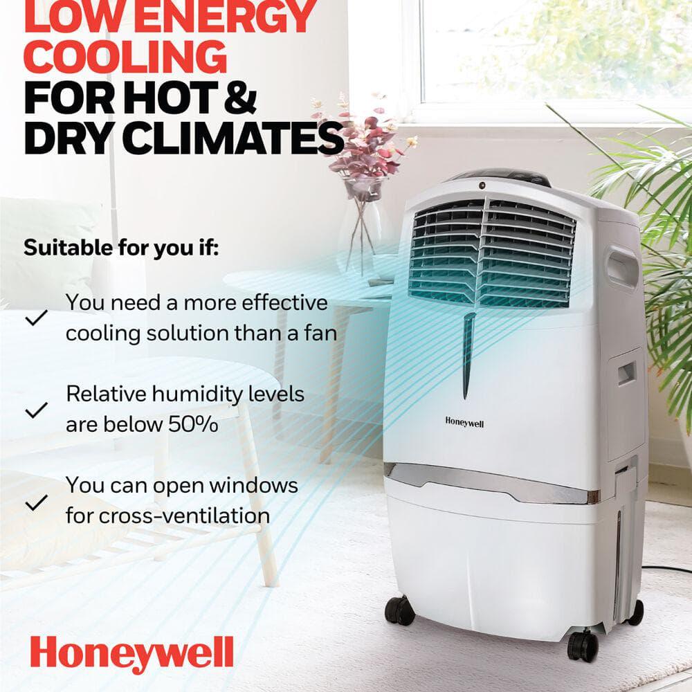 Honeywell 525 CFM 3Speed Indoor Portable Evaporative Air Cooler with Remote Control for 320 sq ft in White