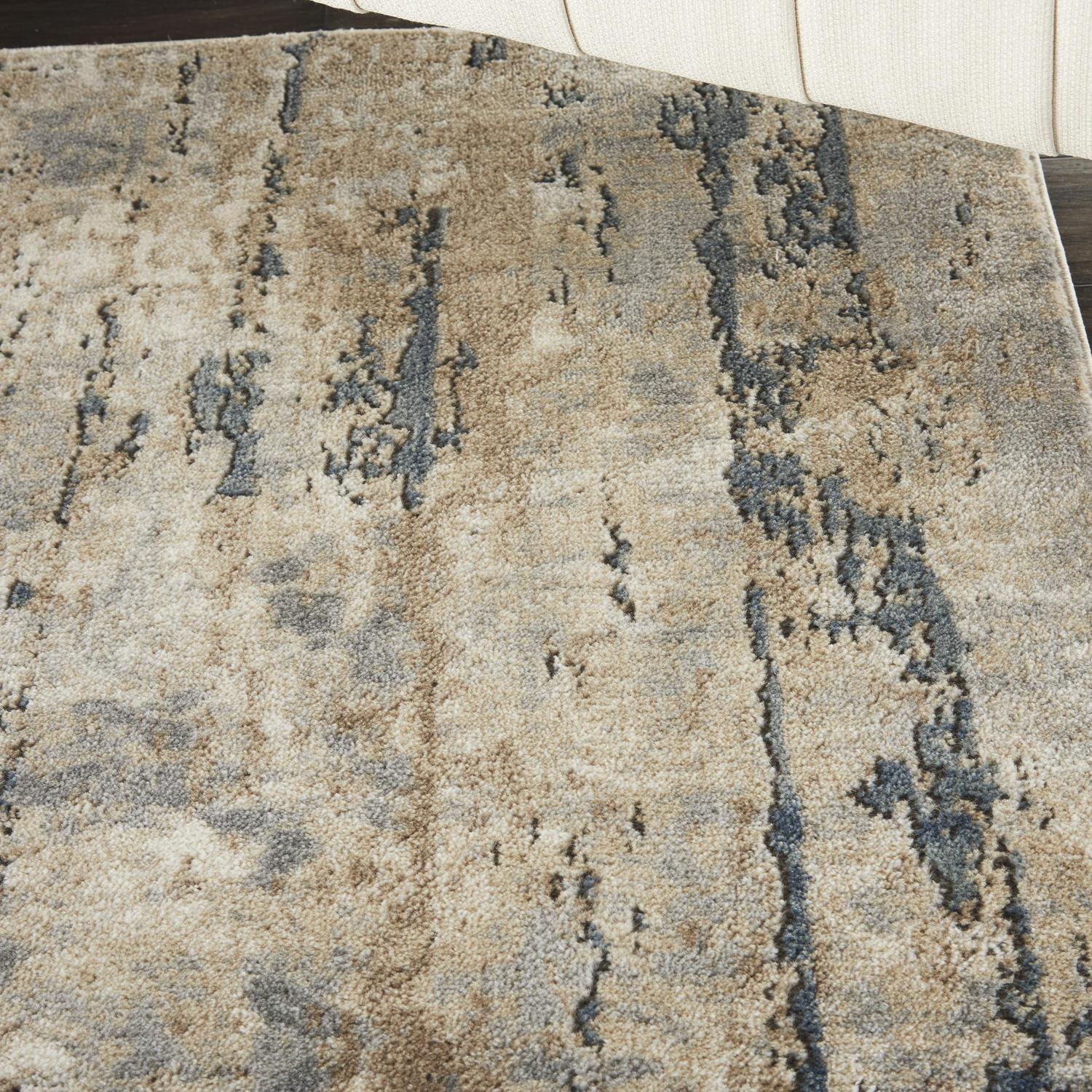 Nourison Concerto Distressed Abstract Beige/Grey 53 x 73 Area Rug， (5and#8242; x 7and#8242;)