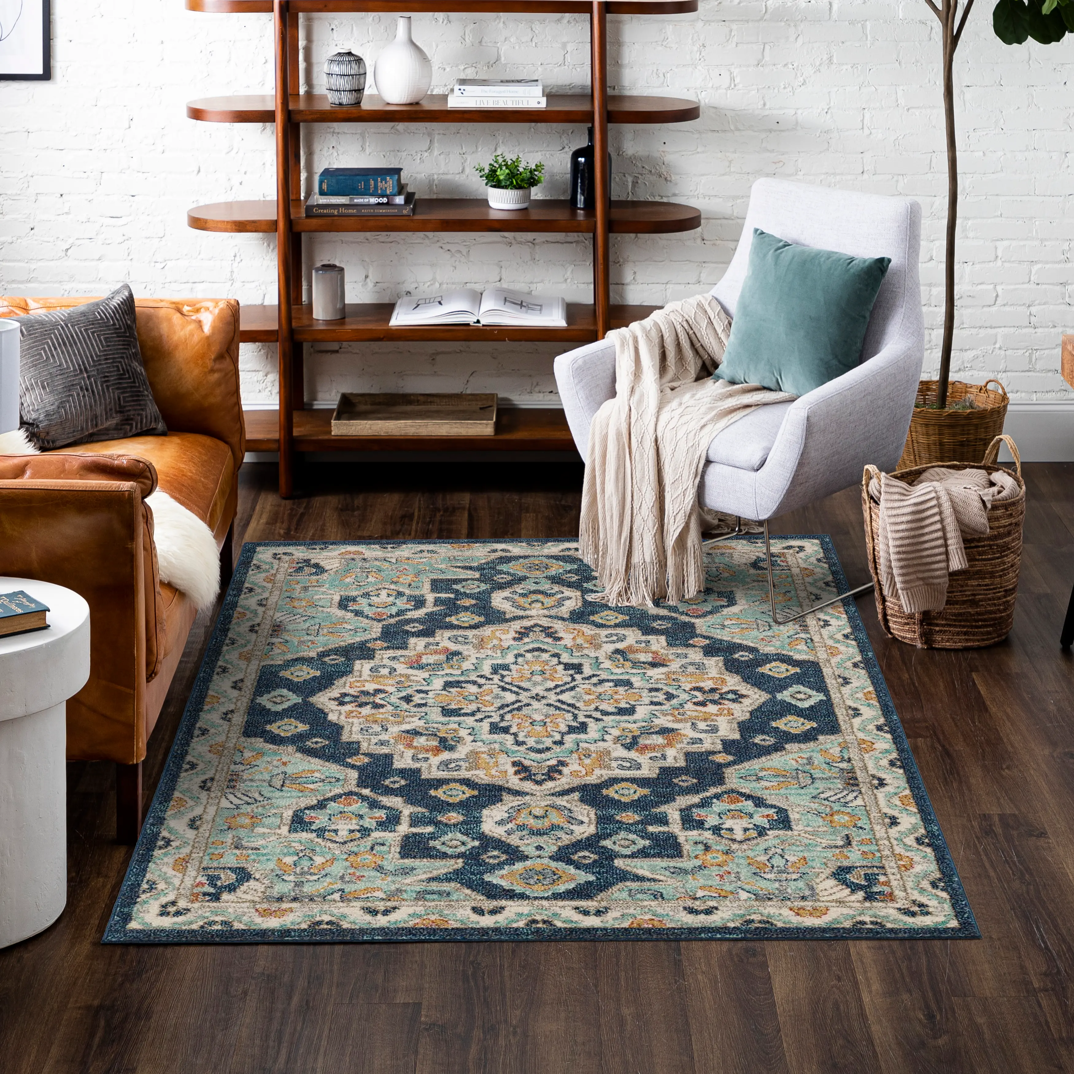 Whimsey 5 x 8 Jennings Ornamental Blue Area Rug