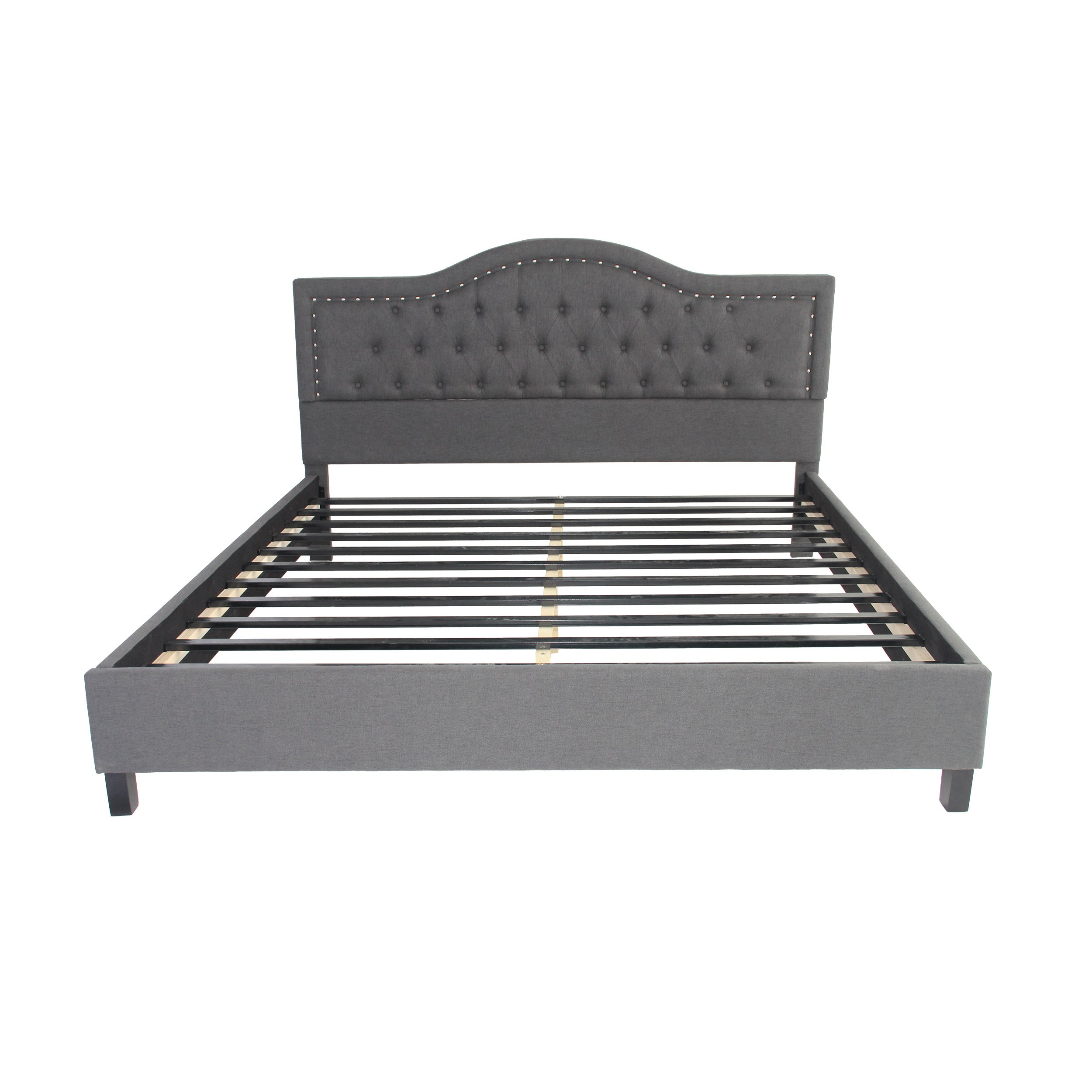 Dante Contemporary Upholstered Bed Set with Nailhead Trim