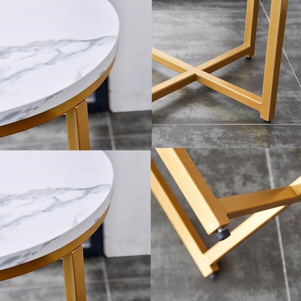 Side Table，End Table，Gold and White