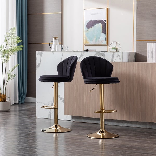 Modern Bar Stools，with Chrome Footrest and Base 2pcs