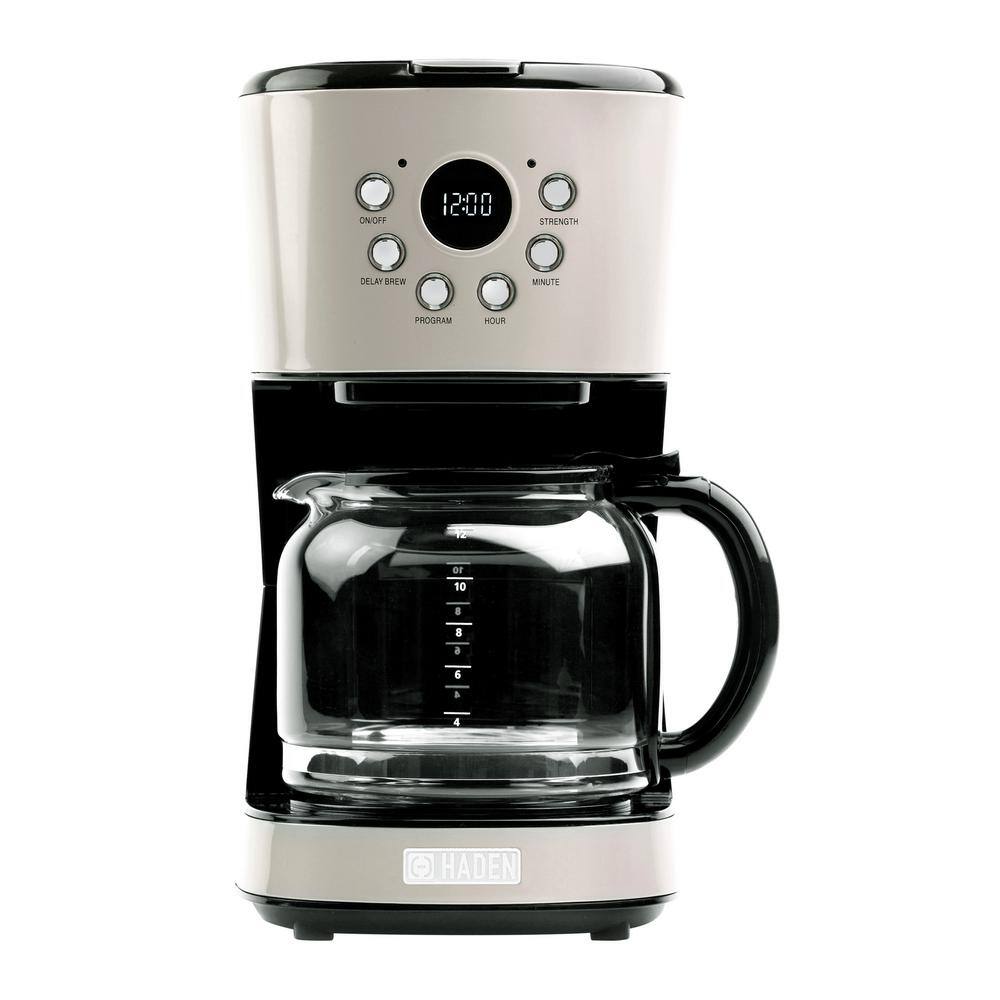 HADEN DorsetCotswold 12-Cup Putty Retro Style Coffee Maker Programmable with Strength Control and Timer 75028