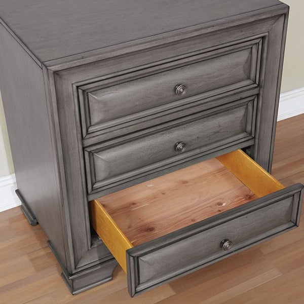 Transitional Style Nightstand with 3 Drawers - - 36119169