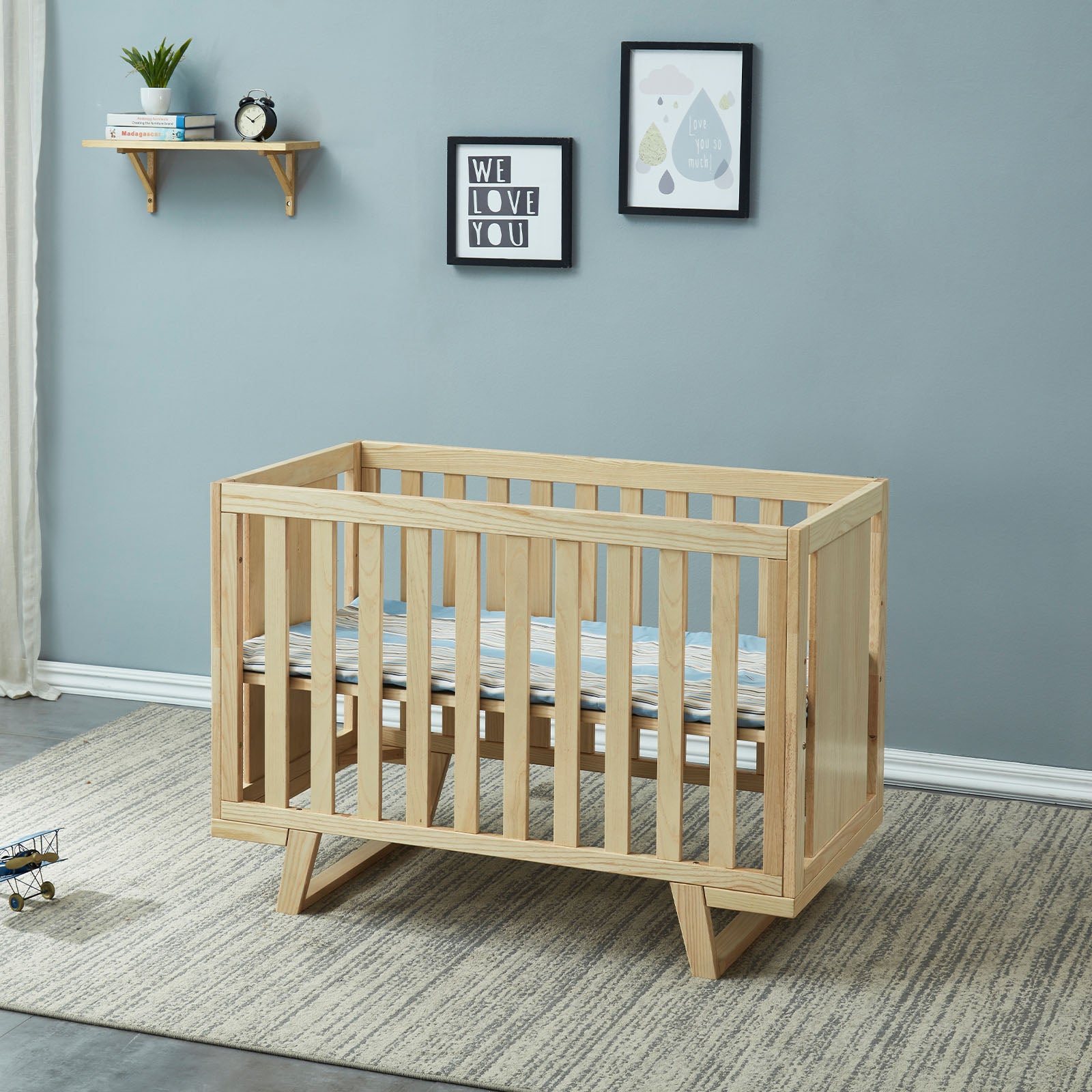 Baby/Toddler Bed With 3 Levels Solid Wood Bed Et-Y002