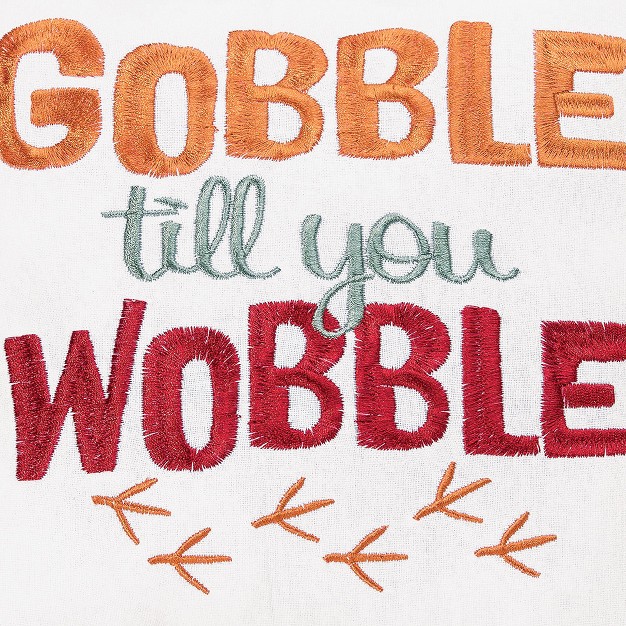 X 10 quot Gobble Till You Wobble Thanksgiving Embroidered Throw Pillow