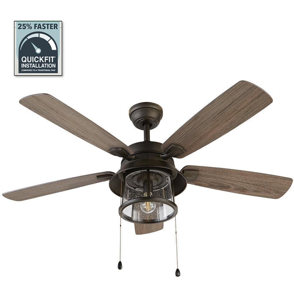 Home Decorators Collection Shanahan 52 in IndoorOutdoor LED Bronze Ceiling Fan with Light Kit Downrod and Reversible Blades