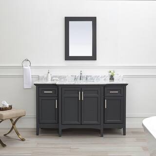 Home Decorators Collection Sassy 60 in. W x 22 in. D Vanity in Dark Charcoal with Marble Vanity Top in White with White Sink Sassy 60C