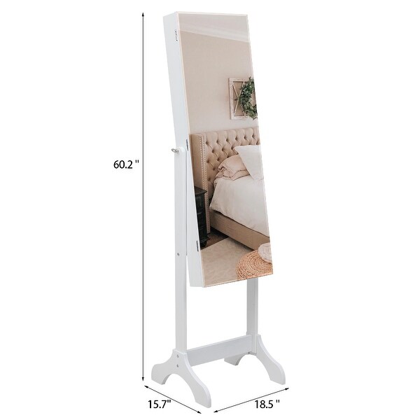 Full Mirror Floor Standing 4-Layer Adjustable Mirror Jewelry Cabinet with Inner Mirror - - 33034657