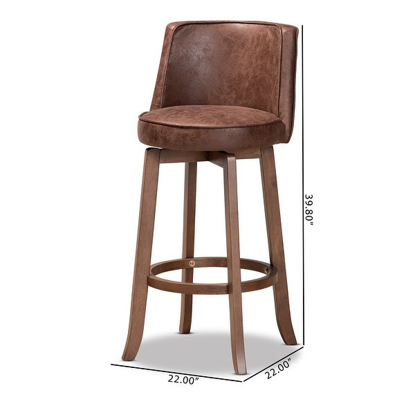 Adams Transitional Upholstered and Walnut Wood 2-PC Bar Stool Set