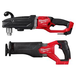 MW M18 FUEL 18V Lithium-Ion Brushless Cordless GEN 2 SUPER HAWG 12 in. Right Angle Drill wM18 FUEL Reciprocating Saw 2809-20-2821-20