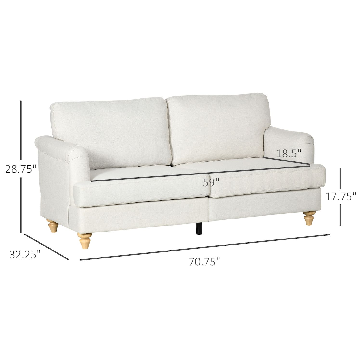 HOMCOM 3-Seater Sofa Couch， 71