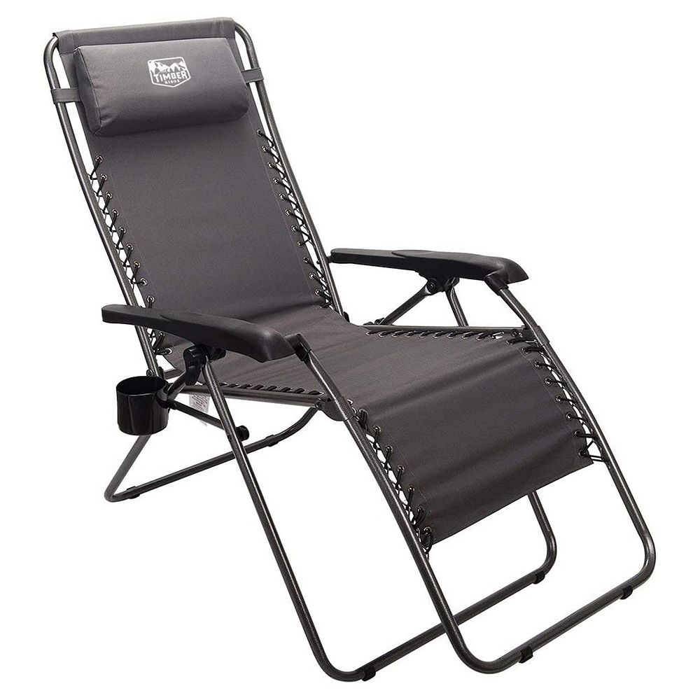 Timber Ridge Zero Gravity Locking Outdoor Patio Recliner Lounge Chair， Gray