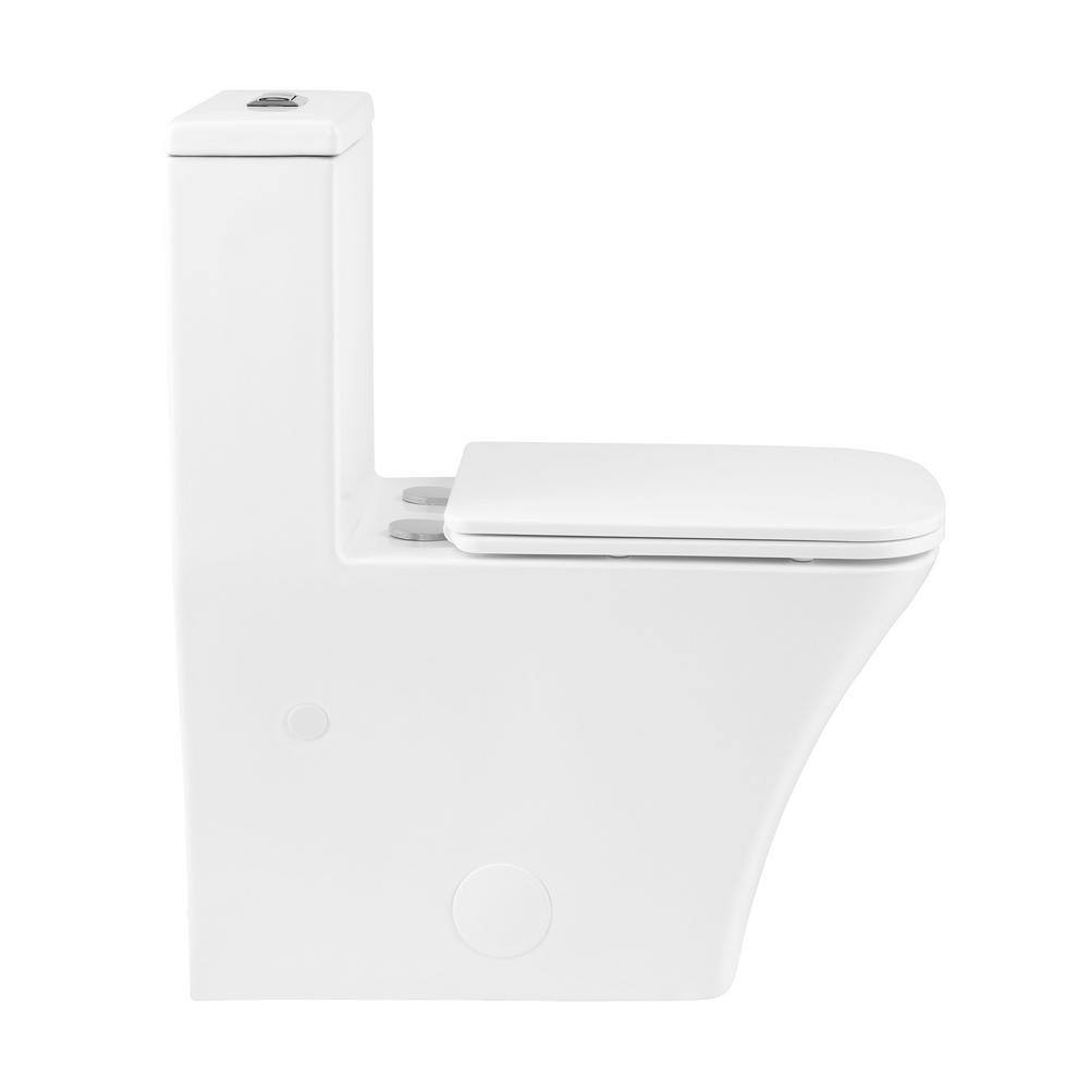 Swiss Madison Eclair One-Piece 0.81.28 GPF Dual Flush Square Toilet in Glossy White Seat Included SM-1T288