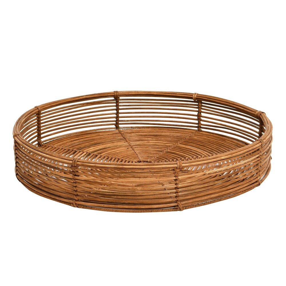 Hand Woven Rattan Trays  Set of 2