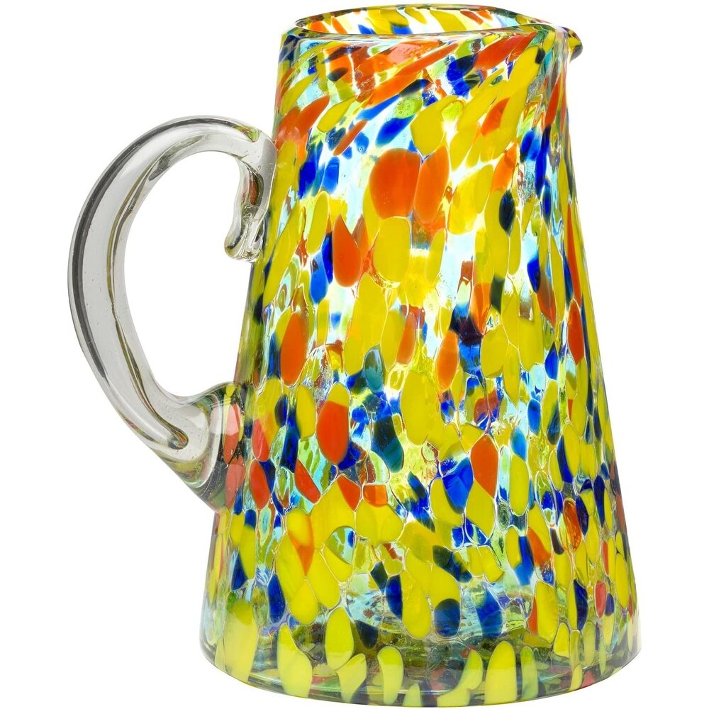 Amici Home Authentic Mexican Glassware Carnaval Pitcher   6.25\